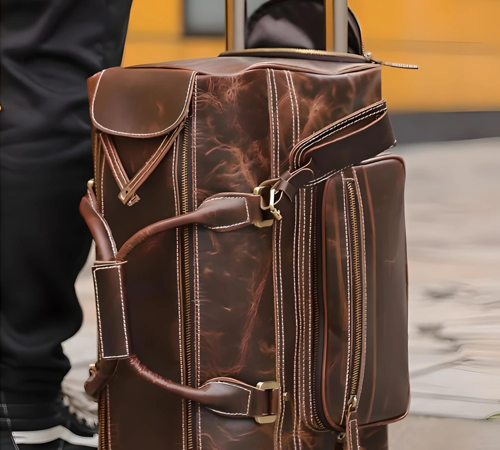 leather duffle bag carry on